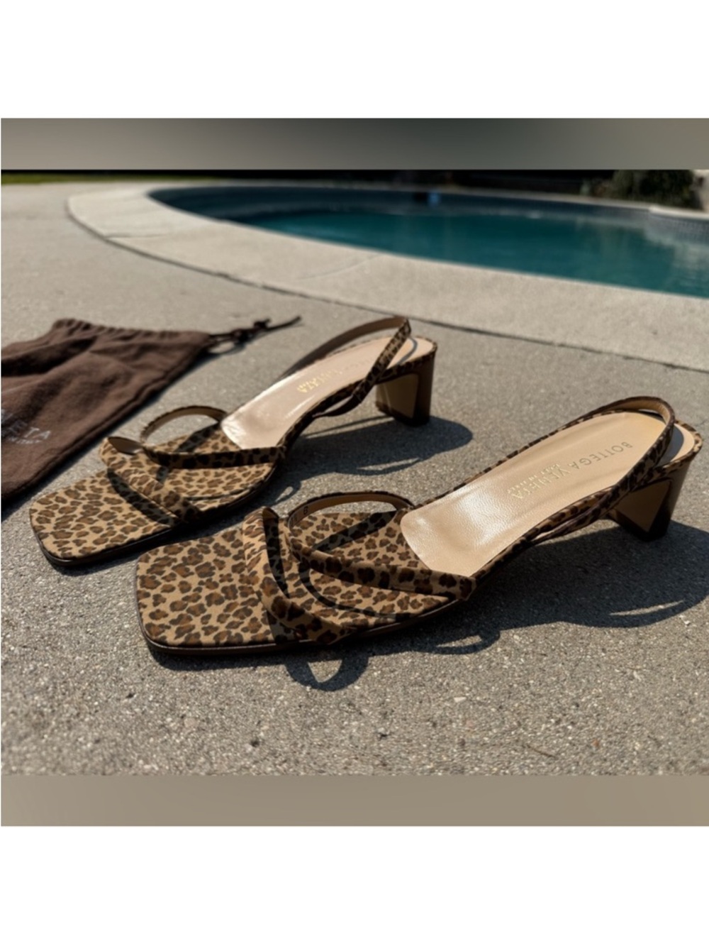 Bottega Veneta Leopard Print Square-Toe Slingback heels - Picture 2 of 5